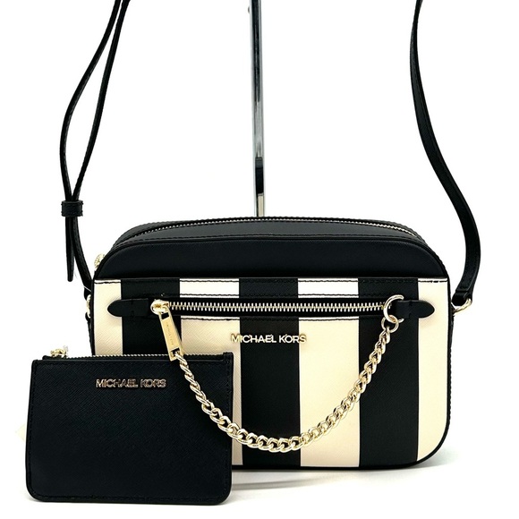 Michael Kors Large EW Zip Chain Xbody Crossbody Bag & TZ Coinpouch w/ID Black - Picture 2 of 15